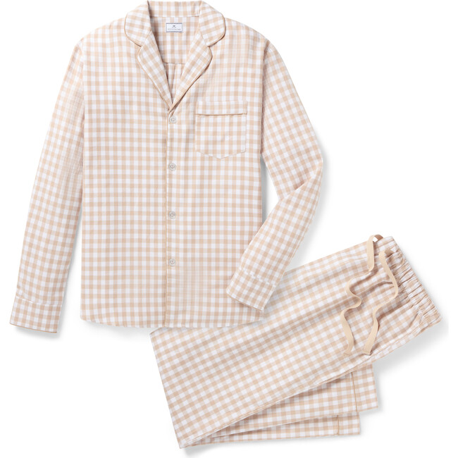 Men's Pajama Set, Camel Gingham