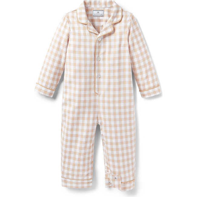 Classic Romper, Camel Gingham