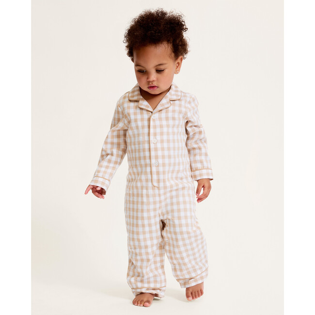 Classic Romper, Camel Gingham - Rompers - 2