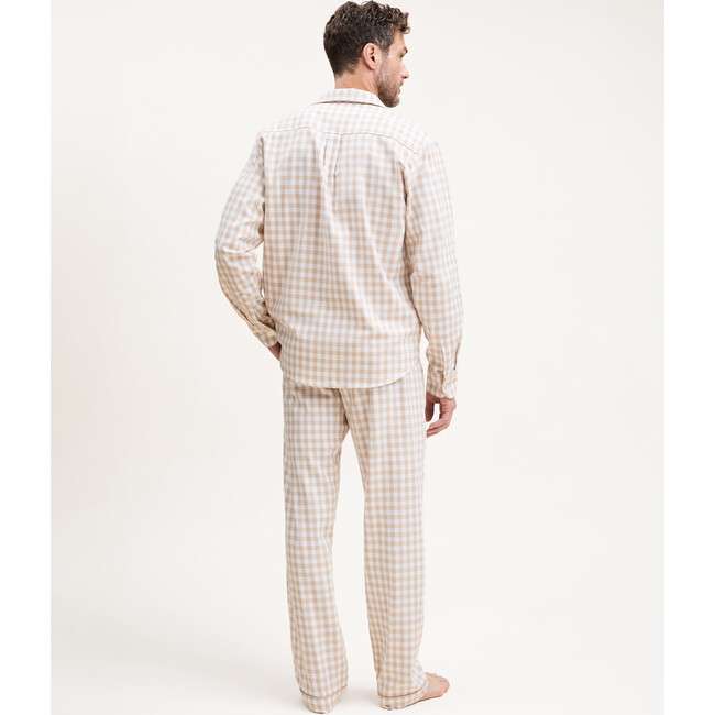 Men's Pajama Set, Camel Gingham - Pajamas - 5