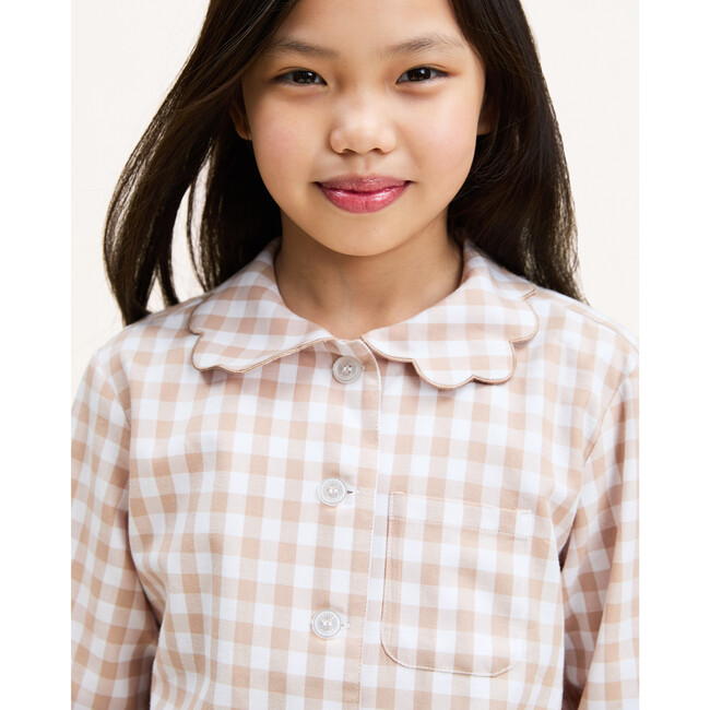 Colette Pajama Set, Camel Gingham - Pajamas - 6