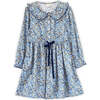 Girls Adelaide Velvet Tie Dress | Blue and Mustard Wildflowers - Dresses - 1 - thumbnail