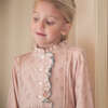 Girls Long Sleeves Dress with Front Ruffle | Vintage Pink Rose - Dresses - 2