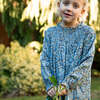 Girls Smocked Long Sleeves Dress | Blue and Mustard Wildflowers - Dresses - 3