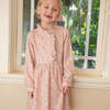 Girls Long Sleeves Dress with Front Ruffle | Vintage Pink Rose - Dresses - 3