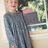 Girls Smocked Long Sleeves Dress | Blue and Mustard Wildflowers - Dresses - 6