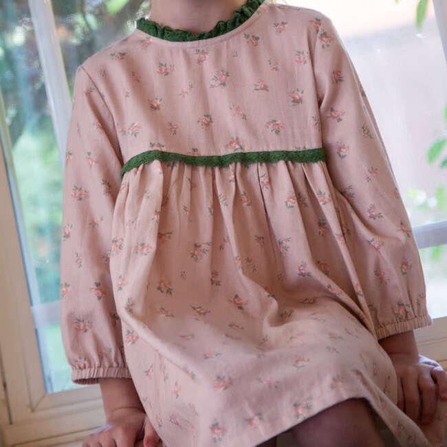 Toddler Priya Dress with Lace Trim | Vintage Pink Rose - Dresses - 3