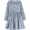 Girls Adelaide Velvet Tie Dress | Blue and Mustard Wildflowers - Dresses - 6