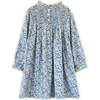 Girls Smocked Long Sleeves Dress | Blue and Mustard Wildflowers - Dresses - 7
