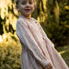 Girls Long Sleeves Dress with Front Ruffle | Vintage Pink Rose - Dresses - 5