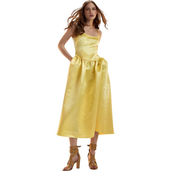 The Genevive Silk Dress, Yellow