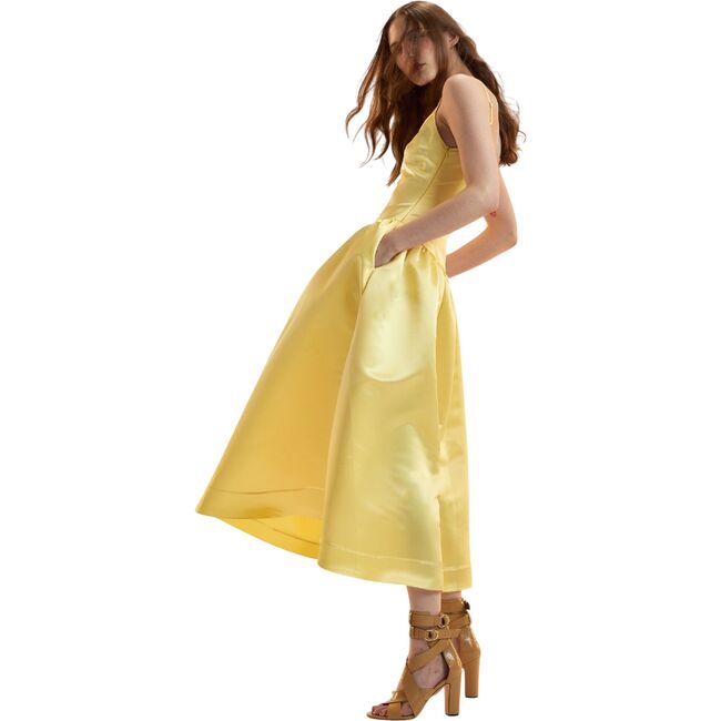 The Genevive Silk Dress, Yellow - Dresses - 2