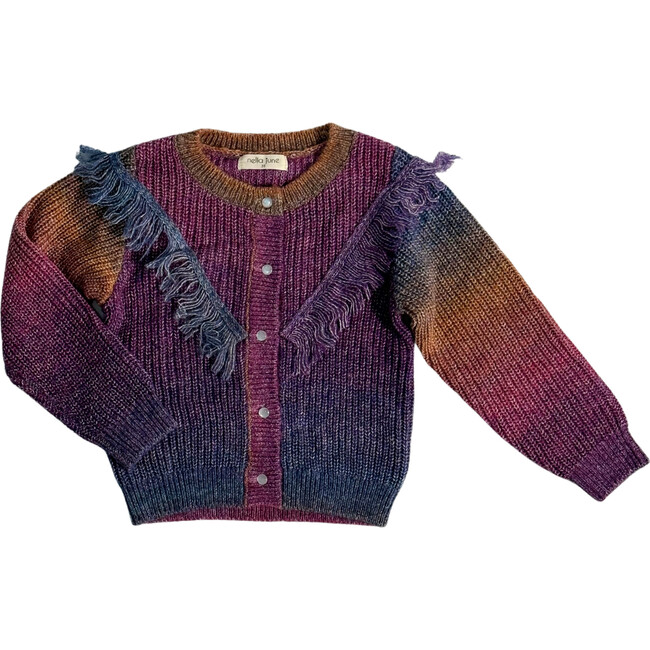 Fringe Cardigan, Dark Rainbow