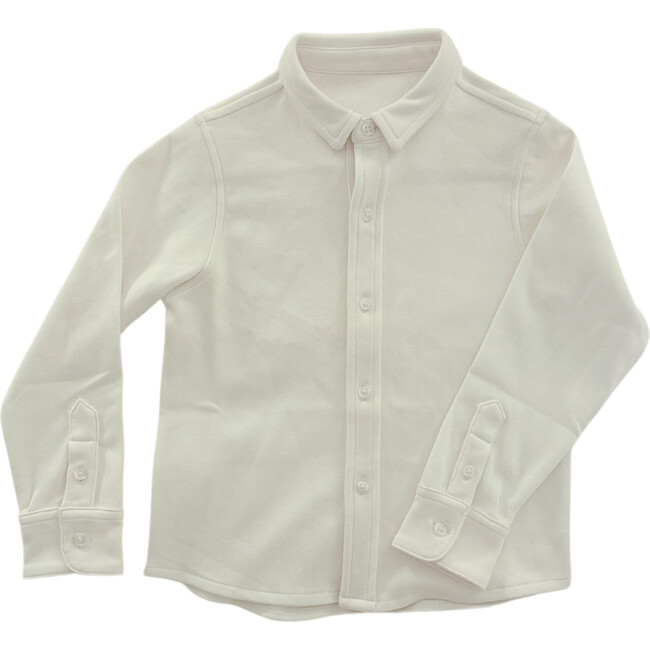 Boys' Knit Button Down, White