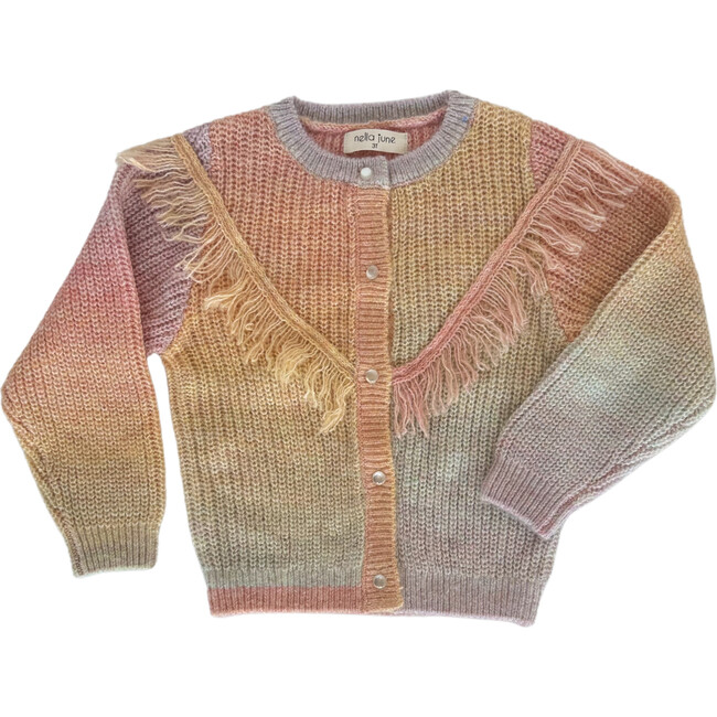 Fringe Cardigan, Light Rainbow