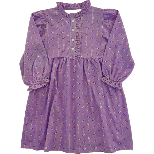 Pima Cotton Ruffle Dress, Purple Carousel