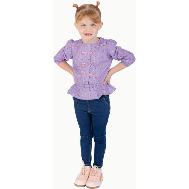 Velvet Bow Top, Purple Carousel - Blouses - 2