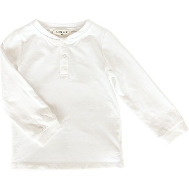 Boys' Long Sleeve Henley, White