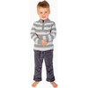 Boys' Half Zip Sweater, Gray Stripe - Sweaters - 2