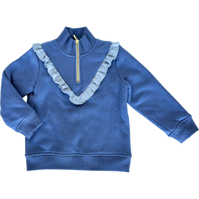 Girls' Half Zip, Blue/Light Blue
