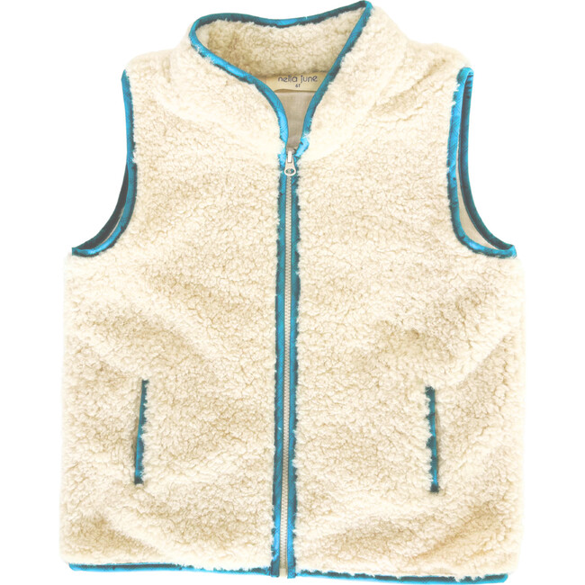 Boys' Sherpa Vest, Blue Dino
