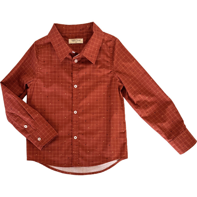 Boys' Button Down, Red Dino
