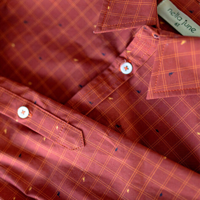 Boys' Button Down, Red Dino - Button Downs - 3