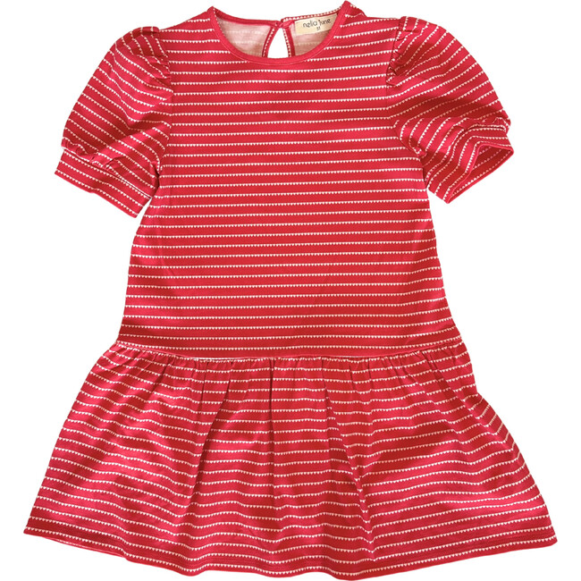 Puff Sleeve Tennis Dress, Red & White Heart Stripe