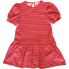 Puff Sleeve Tennis Dress, Red & White Heart Stripe - Dresses - 1 - thumbnail