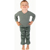 Boys' Long Sleeve Henley, Dark Green - Shirts - 2