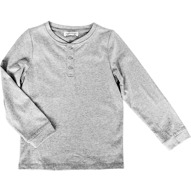 Boys' Long Sleeve Henley, Heather Gray