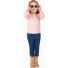 Long Sleeve Puff Sleeve Tee, Pink & White Heart Stripe - Blouses - 2