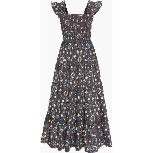 The Ellie Maxi Nap Dress, Chocolate Swedish Floral - Dresses - 1