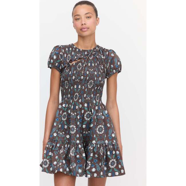 The Gia Mini Nap Dress, Chocolate Swedish Floral - Dresses - 3