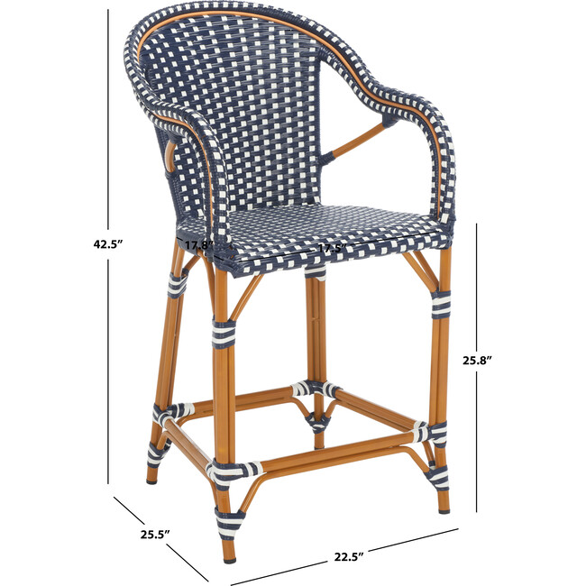 California Counter Stool W Arm, Navy - Accent Seating - 4