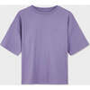 Relaxed Organic Cotton T-Shirt With SOW Embroidery, Purple Embroidery - T-Shirts - 1 - thumbnail