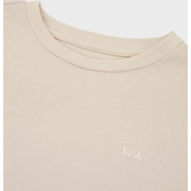 Relaxed Organic Cotton T-Shirt With SOW Embroidery, Stone - T-Shirts - 2