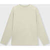 Relaxed Organic Cotton Long Sleeve T-Shirt, Stone - T-Shirts - 1 - thumbnail