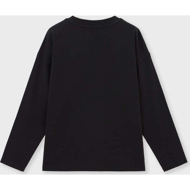 Relaxed Organic Cotton Long Sleeve T-Shirt, Black - T-Shirts - 2