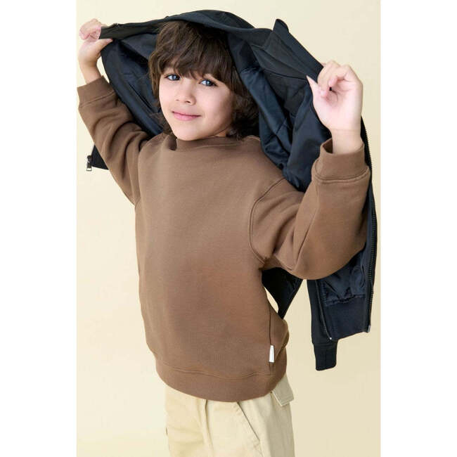 Relaxed Organic Cotton Fleece Sweatshirt, Sepia - Sweatshirts - 2