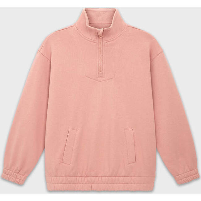 Relaxed Cotton Zip Collar Sweatshirt, Heavenly Pink