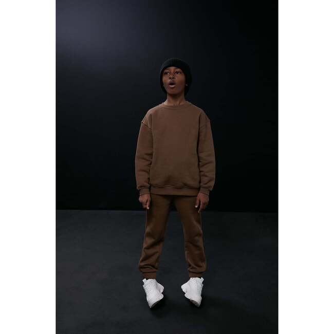 Relaxed Organic Cotton Fleece Sweatshirt, Sepia - Sweatshirts - 5