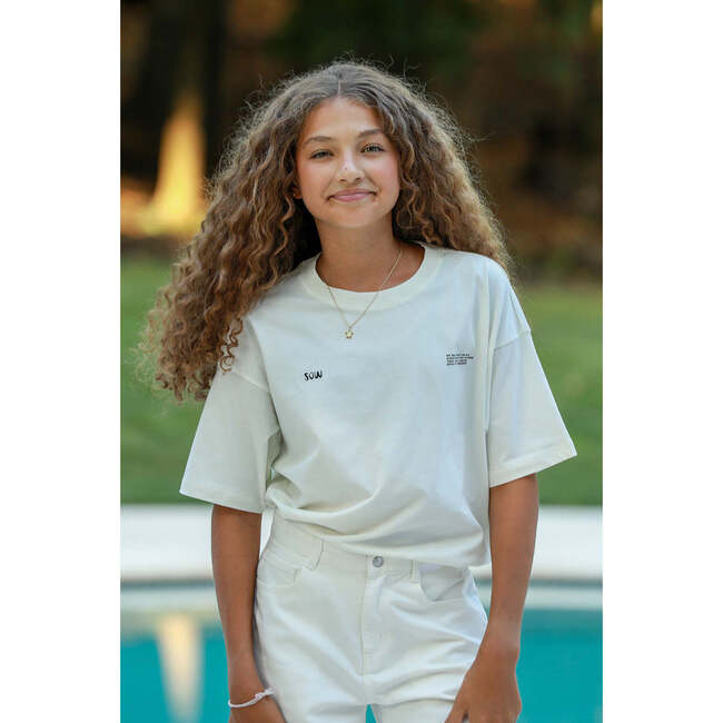 Relaxed Cotton T-Shirt With Print, Off White - T-Shirts - 3