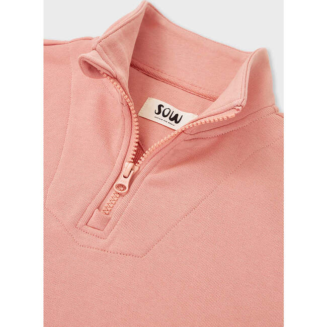 Relaxed Cotton Zip Collar Sweatshirt, Heavenly Pink - Sweatshirts - 7