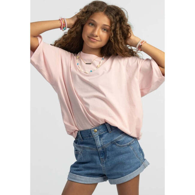 Relaxed Cotton T-Shirt, Rose - T-Shirts - 2