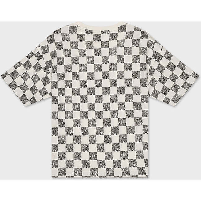 Relaxed Cotton T-Shirt With Checker Print - T-Shirts - 5