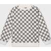 Relaxed Cotton Sweatshirt, Off White with Black Animal Checker - Sweatshirts - 4