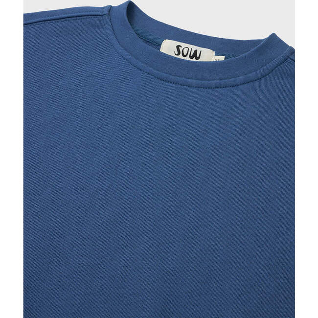 Relaxed Cotton Sweatshirt, Dark Blue - Sweatshirts - 3