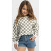 Relaxed Cotton Sweatshirt, Off White with Black Animal Checker - Sweatshirts - 3