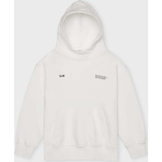 Relaxed Cotton Hoodie With Print, Off White